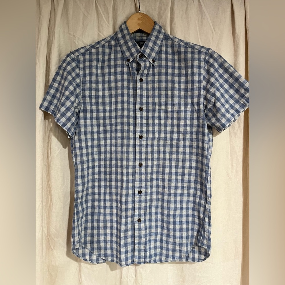 J crew men’s short sleeve checked shirt size small